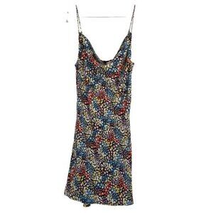 ROWA Women Black Floral Spaghettis Strap Dress BNWOT Sz XS Cowl Neck